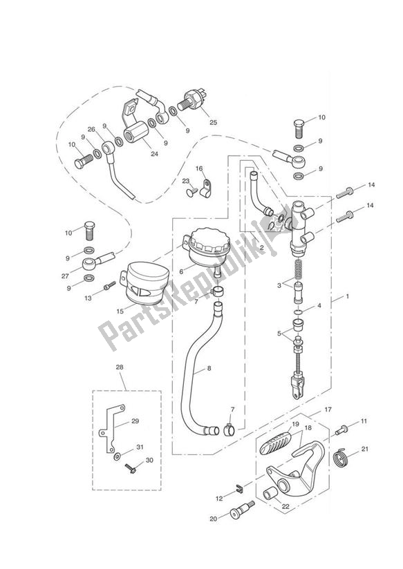 Tutte le parti per il Pompa Freno Posteriore del Triumph America Carburettor 790 2002 - 2007